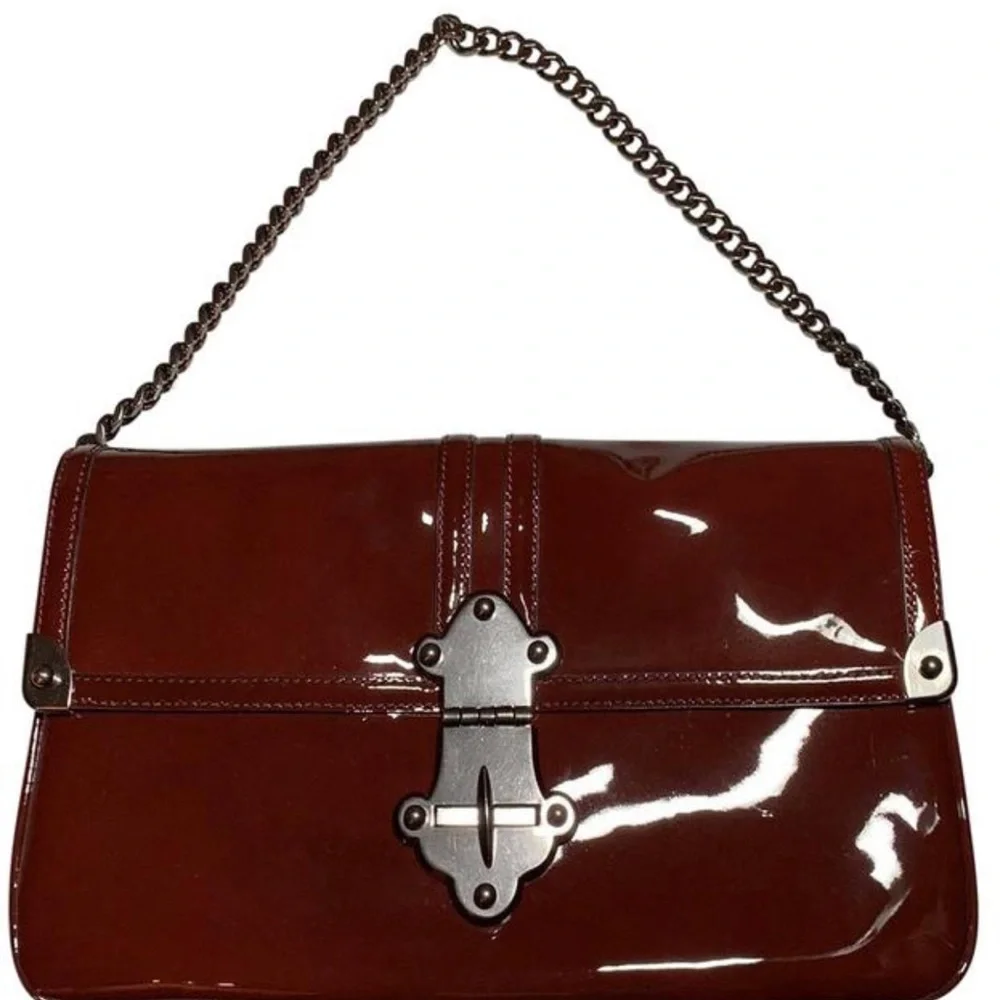 Tracy Reese Oxblood Patent Leather Clutch Shoulder Bag - Picture 1 of 10